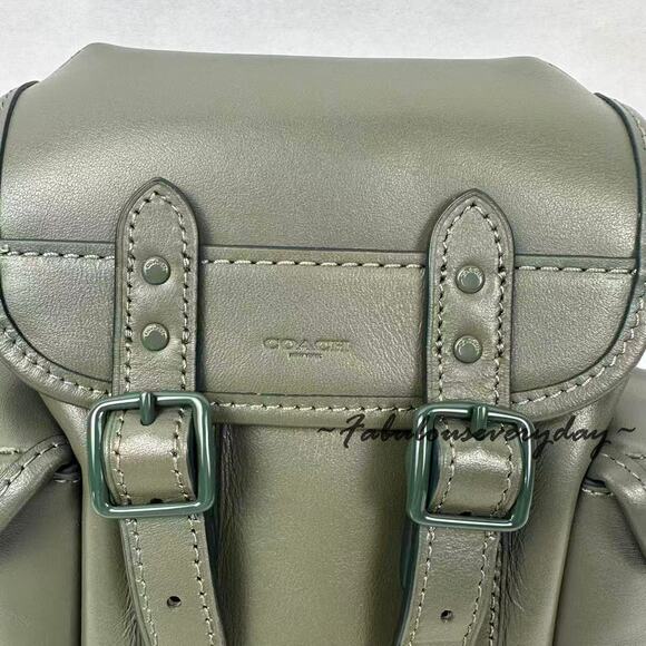 Coach Men's Hitch Backpack 13 In Leather/Army Green CR852 NWT - Picture 5 of 9